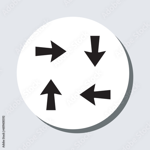 Arrows in different directions icon vector. Four Arrows sign symbol in trendy flat style. Recycling vector icon illustration in circle isolated on gray background
