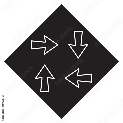 Arrows in different directions icon vector. Four Arrows logo design. Recycling vector icon illustration in rhombus isolated on white background