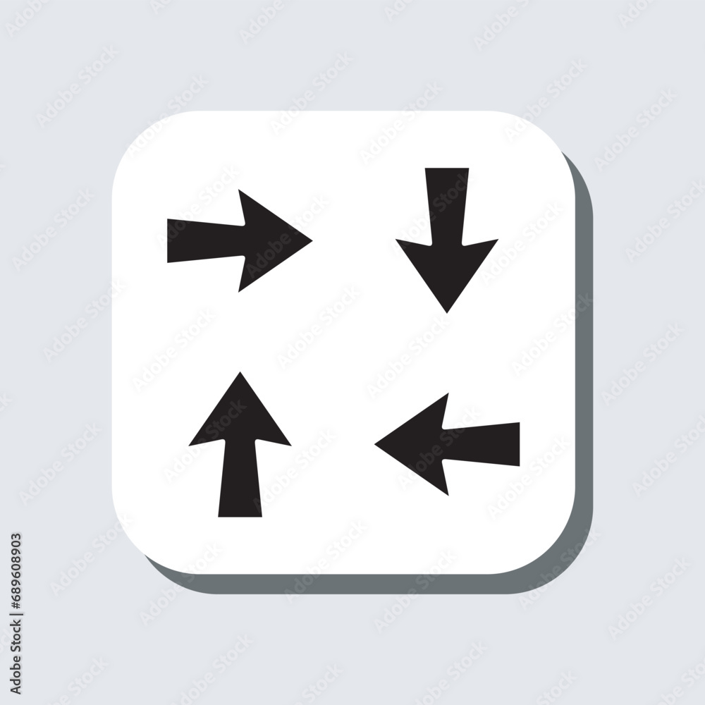 Arrows in different directions icon vector. Four Arrows sign symbol in trendy flat style. Recycling vector icon illustration in square isolated on gray background Arrows in different directions icon vector. Four Arrows sign symbol in trendy flat style. Recycling vector icon illustration in square isolated on gray background