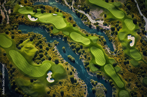an aerial view of the greens at a golf course