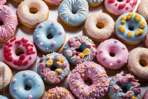 donuts with colorful pastel color icing