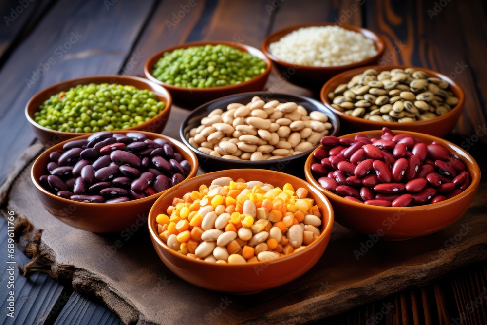 variety of beans on the table. Vegan diet. High in protein food. variety of beans on the table. Vegan diet. High in protein food.