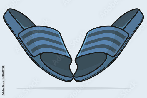 Pair Of Men Beach Footwear Slipper Shoes vector illustration. Beauty fashion objects icon concept. Colorful flip flop slipper shoes pair vector design.