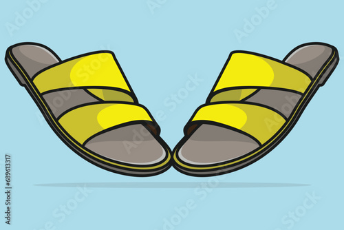 Pair Of Modern Simple Colorful Woman Slipper vector illustration. Beauty fashion objects icon concept. Girls fashion footwear slipper pair vector design.