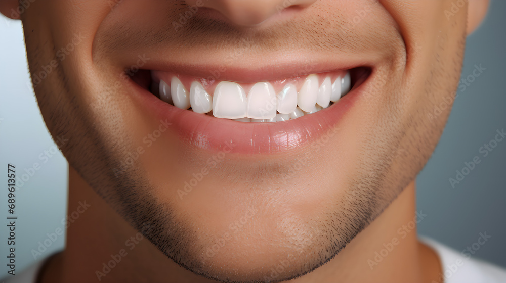 Fototapeta premium Beautiful smile with white teeth for advertising