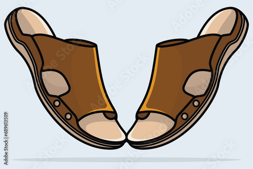 Lady Beautiful Flat Slipper Shoes Pair vector illustration. Beauty fashion objects icon concept. Pair of new arrival women evening event slipper vector design.