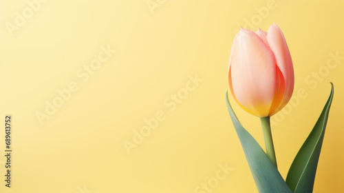 Tulip against a soft pastel background with copy space.