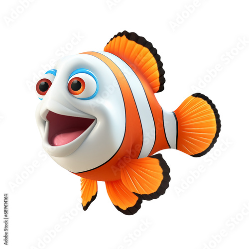 Isolated Cartoon Clownfish on a transparent background