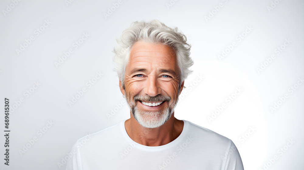 handsome old mature man smiling with clean teeth. for a dental ad isolated on white background handsome old mature man smiling with clean teeth. for a dental ad isolated on white background