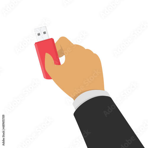 USB flash drive in hand.
