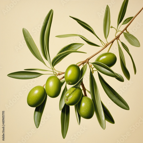 Wallpaper Mural Olive branch with green olives, ai technology Torontodigital.ca