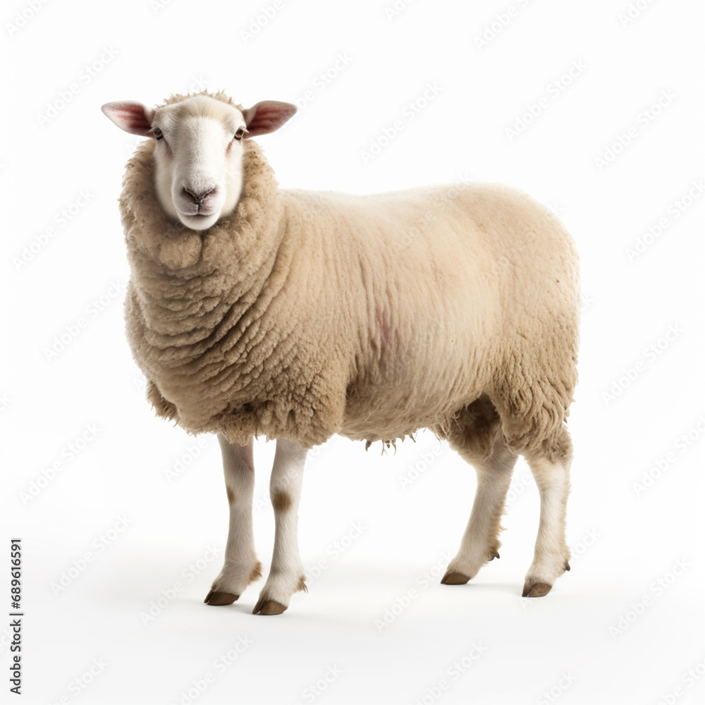 Sheep on a white background, ai technology