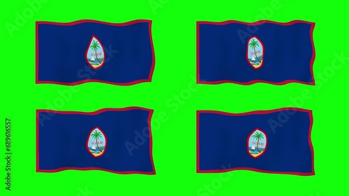 Guam Waving Flag 2D Animation on Green Screen Background. Looping seamless animation. Motion Graphic