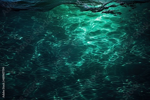 Blue green water surface, Night, Small waves, Ripples - Background