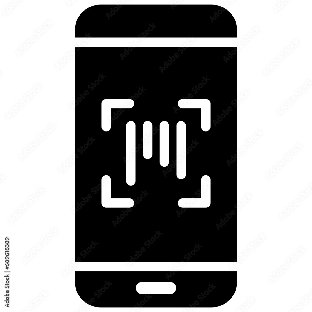 Scan the barcode with a smartphone. Barcode Scanner icon in glyph style Scan the barcode with a smartphone. Barcode Scanner icon in glyph style