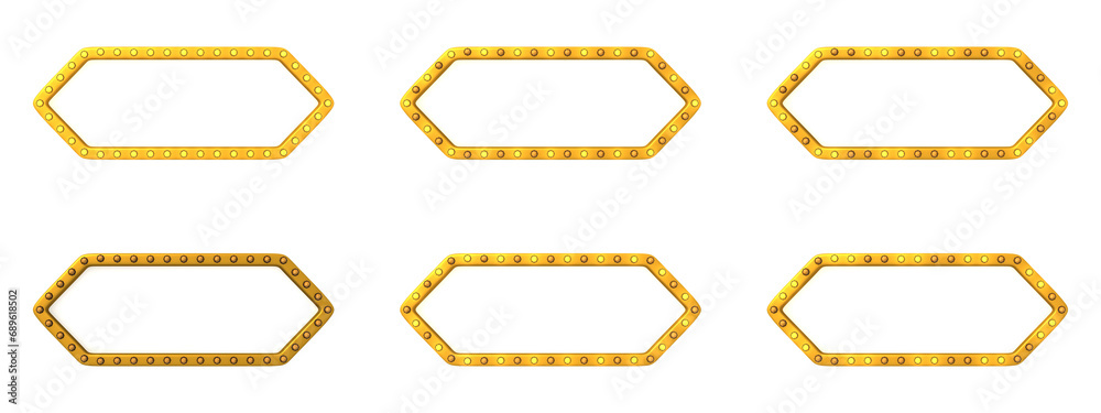 Light bulb animation frame sequence. frame gold border light retro advertising sign on white background. 3d rendering Light bulb animation frame sequence. frame gold border light retro advertising sign on white background. 3d rendering