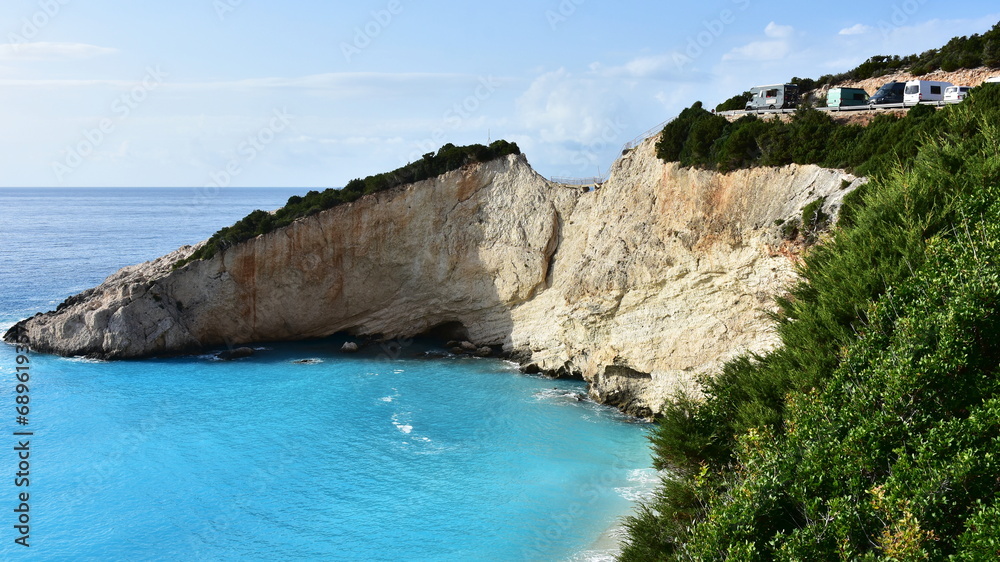 view on  Porto Katsiki beach on the Ionian sea- Lefkada island, Greece