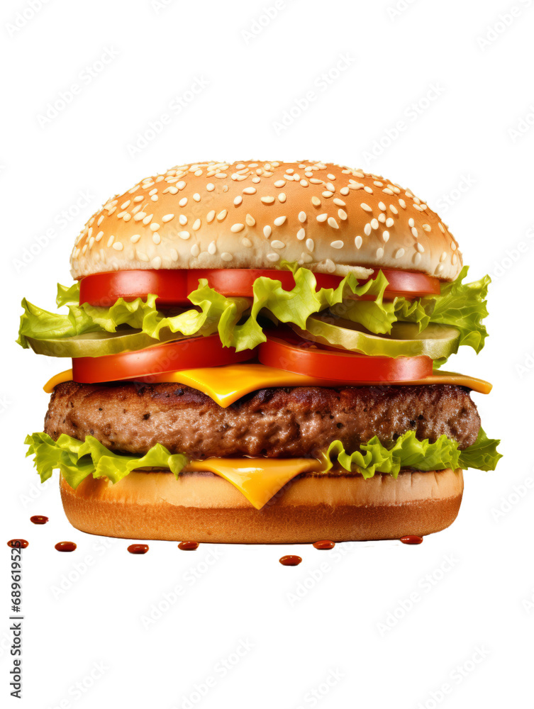 delicious hamburger on transparent background, generative ai delicious hamburger on transparent background, generative ai