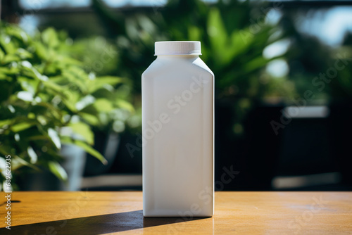 White carton containing pasteurized milk. Generative AI. photo