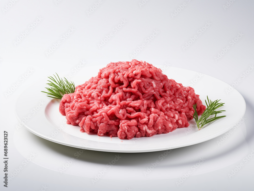 Minced meat on a white plate