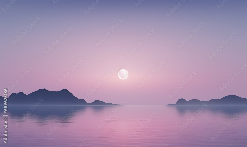 dreamy lake and moon,Generative AI