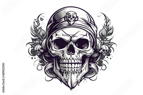 Skacy Skull Logo with Bandana Illustration photo
