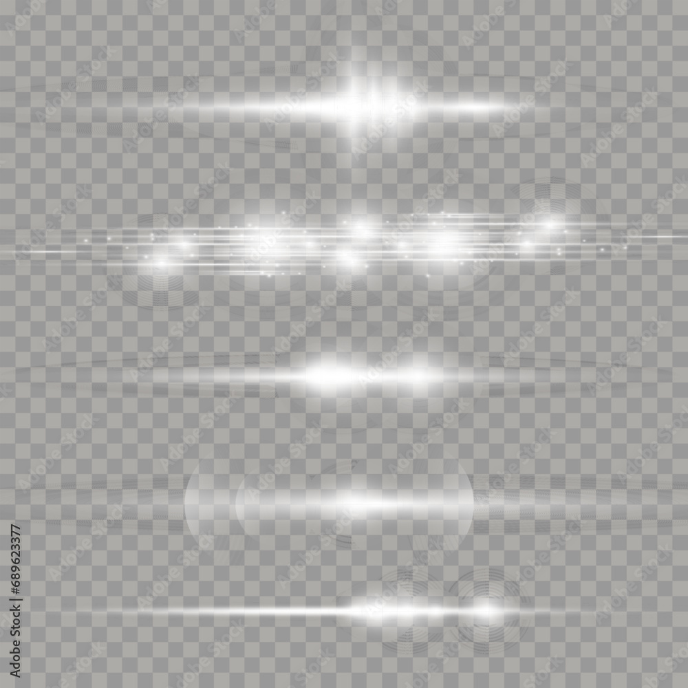 Yellow glowing light explodes on a transparent background. Sun rays