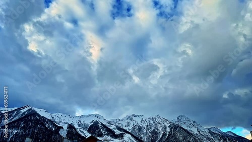 Winter view of the mountains Krasnaya Polyana, Rosa Khutor, Olympic Village, Estosadok, Sochi photo