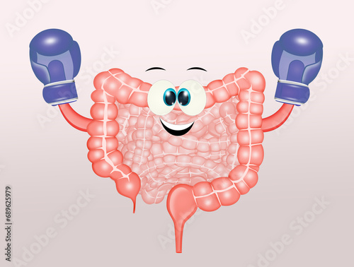 illustration of strong and healthy intestine