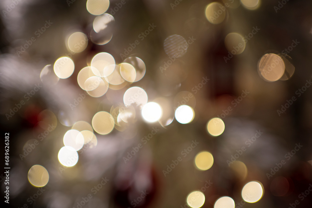 Festive Christmas lights captured in a beautiful blurred style, creating a magical and celebratory decoration.