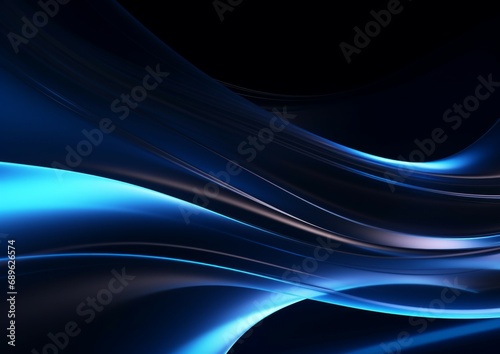 Abstract flowing dark blue curve shape wave with soft gradient blue and dark colors background