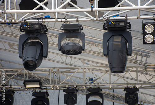 Stage lighting equipment on outdoor stage