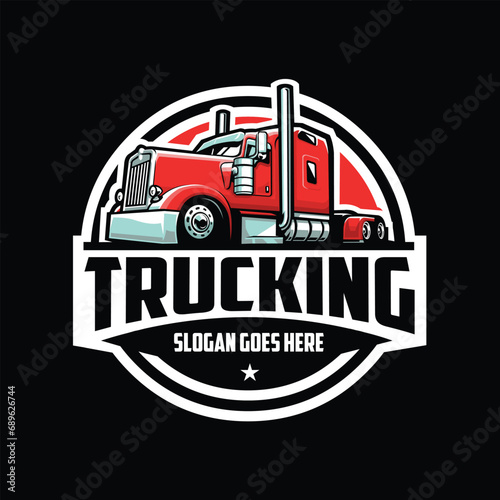 Trucking Company Emblem Logo Vector Isolated in Black Background. Best for Trucking Related Industry