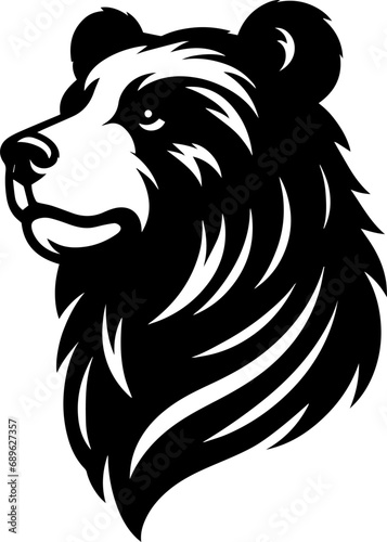 Wallpaper Mural Vector Illustration of a Majestic Bear Head - Animal Portrait Logo - Black Silhouette Isolated on White Background Torontodigital.ca
