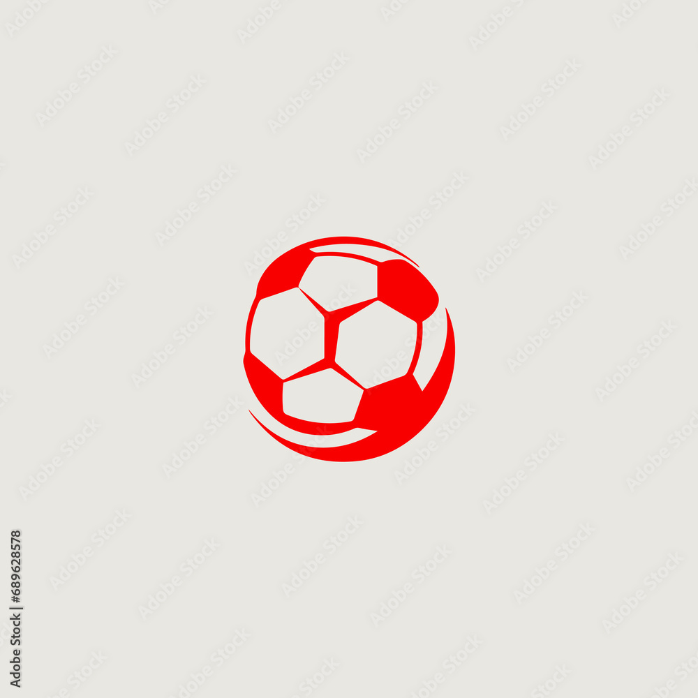 Obraz premium サッカーボールをシンボリックに用いたシンプルなロゴのベクター画像