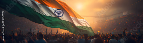 Indian flag on a crowd background, Republic Day, 2024 India