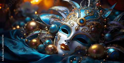 Carnival Party - Venetian Mask With Colorful Streamer And Whistle, Carnival 2024.