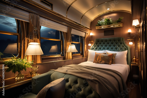 A luxury sleeper train offers an opulent travel experience - featuring elegant suites and premium service for comfort and style on the rails.