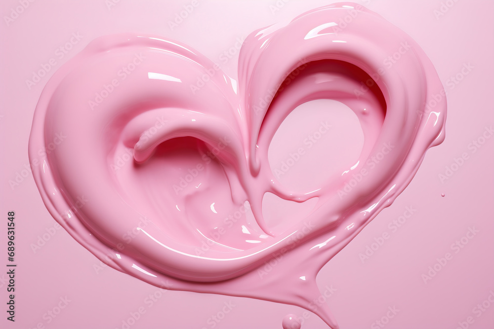Swirling pink cream in a heart shape on a soft background, conveying self-care and love, perfect for wellness and Valentine's themed designs. Swirling pink cream in a heart shape on a soft background, conveying self-care and love, perfect for wellness and Valentine's themed designs.