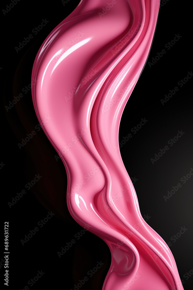 Elegant pink liquid wave on a sleek black background, embodying a sense of modern luxury, ideal for beauty and fashion industry marketing, or as a sophisticated abstract background. Elegant pink liquid wave on a sleek black background, embodying a sense of modern luxury, ideal for beauty and fashion industry marketing, or as a sophisticated abstract background.