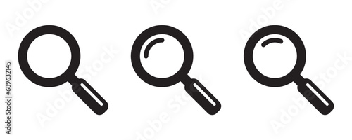 Magnifying glass icon, vector magnifier or loupe sign. Web search icon.