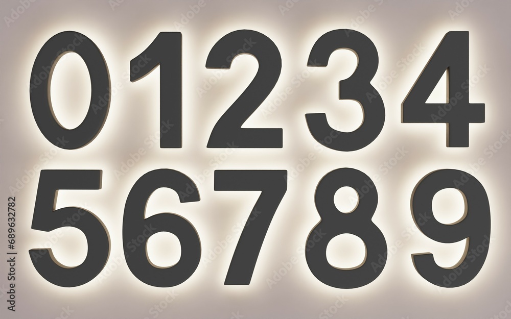 Realistic 3D Render of Light Numbers Realistic 3D Render of Light Numbers