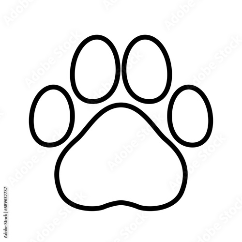 Animal foot print. Black silhouette of a paw print, isolated.