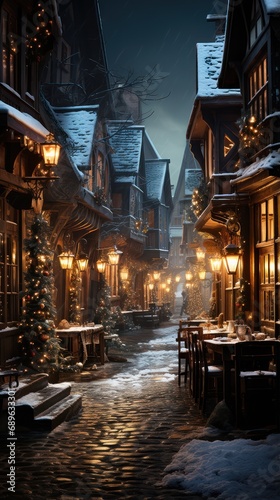 Street in a Christmas night in an old town