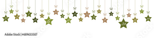 christmas advent calendar 1 to 24 on hanging stars