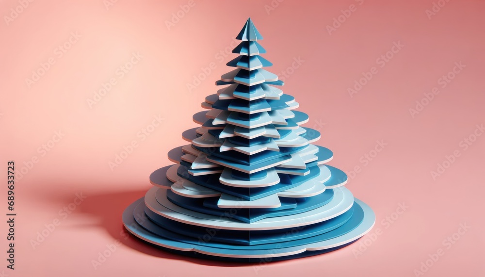 Contemporary Paper Art Christmas Tree on Pink Backdrop. Contemporary Paper Art Christmas Tree on Pink Backdrop.
