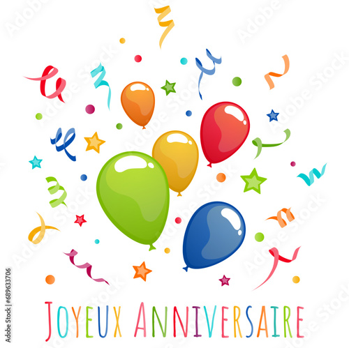 happy birthday greetings balloons and streamers