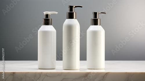 Hair care set: cosmetic skincare products. Shampoo, oil, butter, and conditioner. Realistic cosmetics product bottles, tubes, and plastic containers. Product placement mock-ups