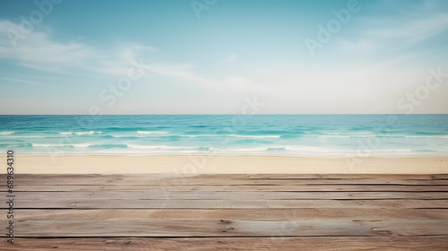 wooden deck leading to a beautiful beach with clear sky in summer