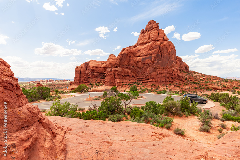 Parking in Arches National Park in Utah, USA